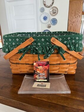 Longaberger, Large Market Basket, Green Heritage Liner, 1996